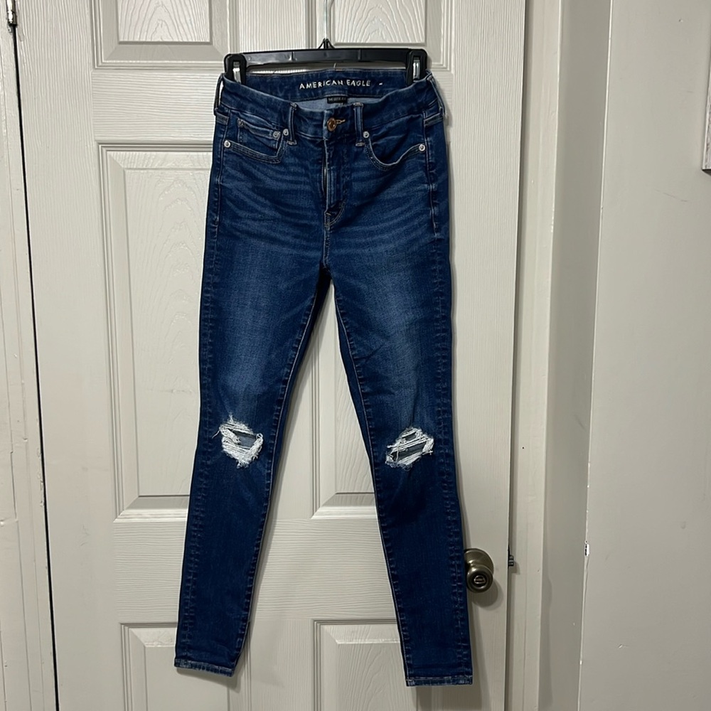 The Luxe high-rise jegging with rips at knees